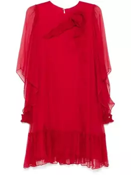 Платье мини с цветочной аппликацией NISSA, красный