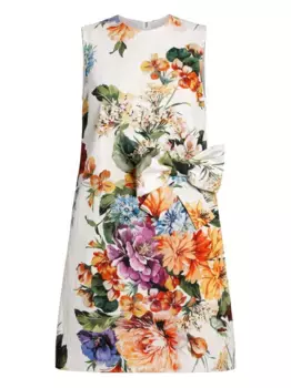 Платье мини с цветочным принтом DOLCE & GABBANA, белый
