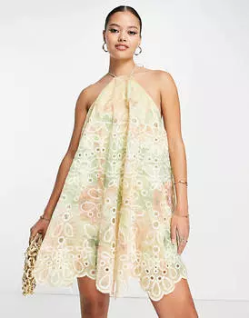 Платье мини с цветочным принтом и цветочным принтом ASOS DESIGN