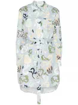 Платье мини с цветочным принтом Lanvin, синий