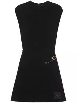 Платье мини с декоративной булавкой Prada, черный