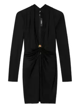 Платье мини с декором Safety Pin VERSACE, черный