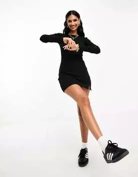 Платье мини с длинными рукавами и разрезом по низу ASOS