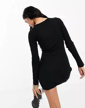 Платье мини с длинными рукавами и разрезом по низу ASOS DESIGN