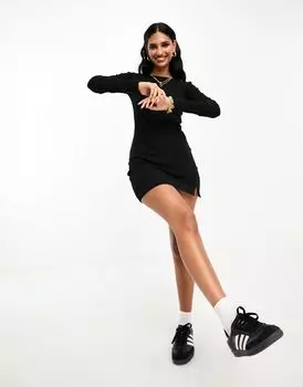 Платье мини с длинными рукавами и разрезом по низу ASOS DESIGN