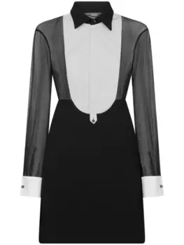 Платье мини с длинными рукавами и прозрачной вставкой Dsquared2, черный