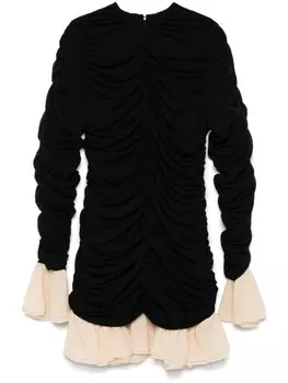 Платье мини с длинными рукавами и сборками ROTATE BIRGER CHRISTENSEN, черный