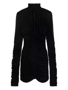 Платье мини с длинными рукавами и сборками BLUMARINE, черный