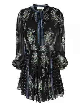 Платье мини с длинными рукавами и принтом пейсли Ulla Johnson, черный