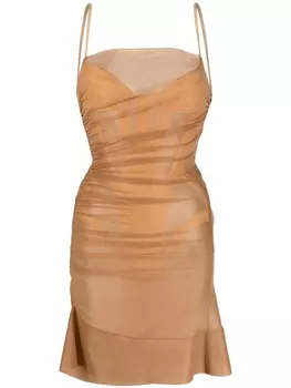 Платье мини с драпировкой Mugler, бежевый