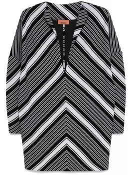 Платье мини с глубоким V-образным вырезом и объемными рукавами Missoni, черный