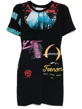 Платье мини с графичным принтом Marine Serre, черный