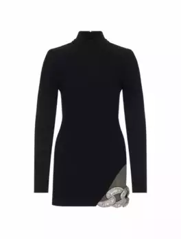 Платье мини с кристаллами David Koma, черный