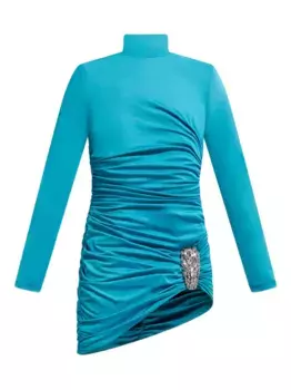 Платье мини с кристаллами и драпировкой AREA, синий