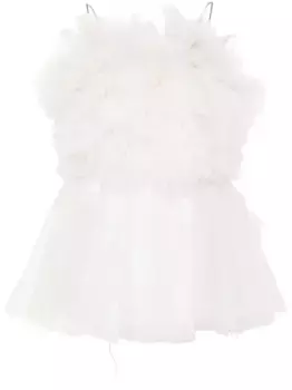 Платье мини с круглым вырезом и оборками Loulou, белый