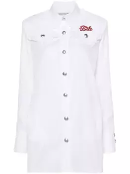 Платье мини с кружевом и нашивкой-логотипом Alessandra Rich, белый