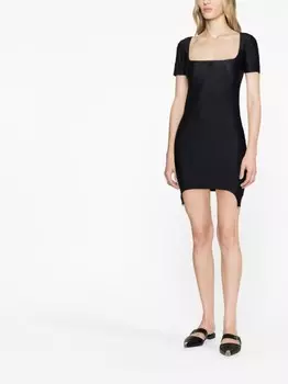 Платье мини с квадратным вырезом Courrges, черный