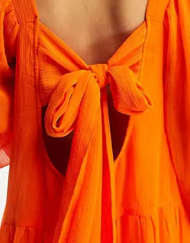 Платье мини с квадратным вырезом и отделкой ASOS DESIGN ярко-кораллового цвета