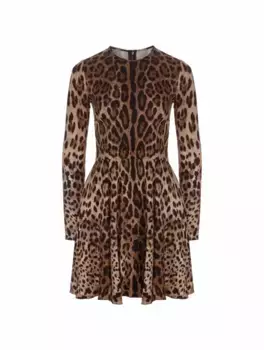 Платье мини с леопардовым принтом Dolce&Gabbana, мультиколор