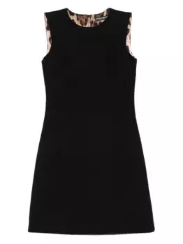 Платье мини с леопардовым принтом DOLCE & GABBANA, черный