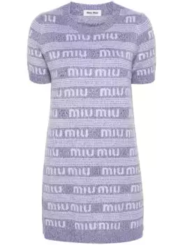 Платье мини с логотипом MIU MIU, фиолетовый