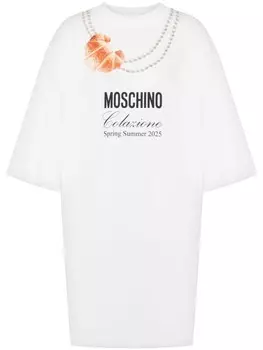 Платье мини с логотипом Moschino, белый