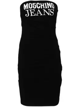 Платье мини с логотипом MOSCHINO JEANS, черный