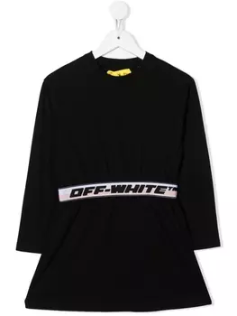 Платье мини с логотипом Off-White Kids, черный