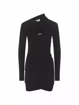 Платье мини с логотипом Off-White, черный