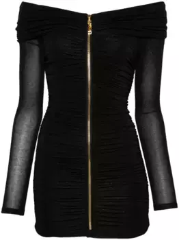 Платье мини с люрексом Elisabetta Franchi, черный