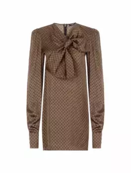 Платье мини с монограммой Balmain, коричневый