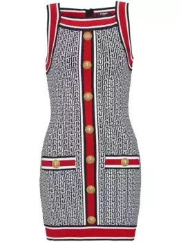 Платье мини с монограммой BALMAIN, красный