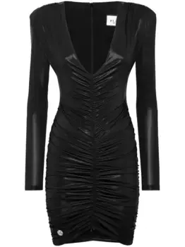 Платье мини с объемными плечами Philipp Plein, черный