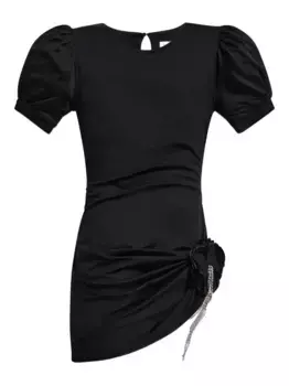 Платье мини с объемными рукавами и кристаллами AREA, черный