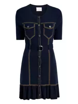 Платье мини с оборками Cinq A Sept, синий
