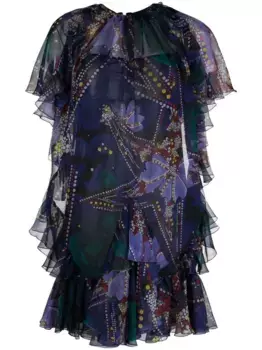 Платье мини с оборками DSQUARED2, синий