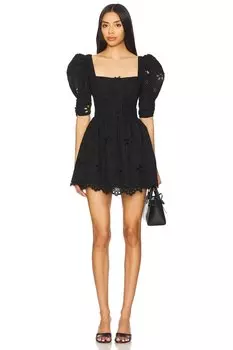 Платье-мини с оборками и ремнем Daisy от For Love & Lemons, black