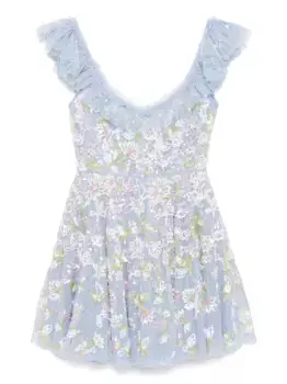 Платье мини с оборками Needle & Thread, синий