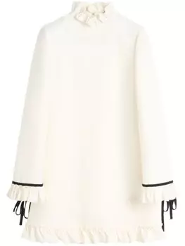 Платье мини с оборками Valentino Garavani, нейтральный цвет