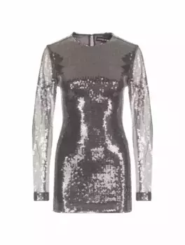 Платье мини с пайетками David Koma, серебристый