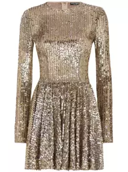 Платье мини с пайетками DOLCE & GABBANA, золотой
