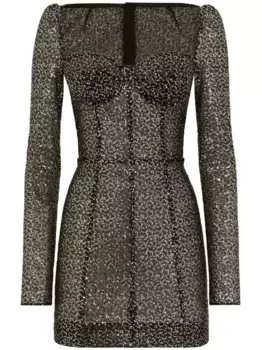 Платье мини с пайетками DOLCE & GABBANA, черный