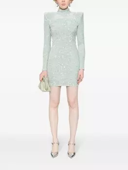 Платье мини с пайетками Elisabetta Franchi, синий