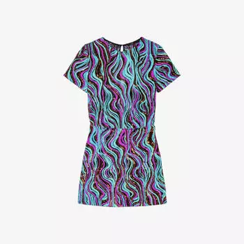 Платье мини с пайетками и графичным узором Maje, мультиколор