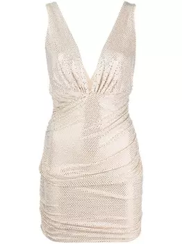Платье мини с пайетками и V-образным вырезом Alexandre Vauthier, нейтральный цвет