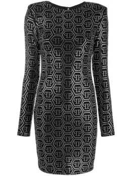 Платье мини с пайетками Philipp Plein, черный