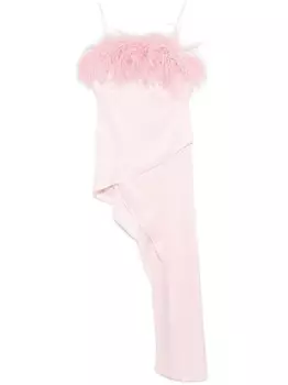 Платье мини с перьями David Koma, розовый