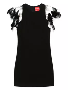Платье мини с перьями Merci, черный