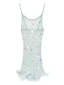 Платье мини с перьями Roberta Einer, синий