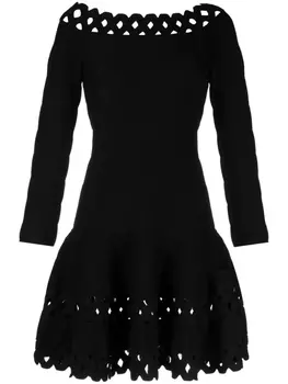Платье мини с перфорацией Emporio Armani, черный